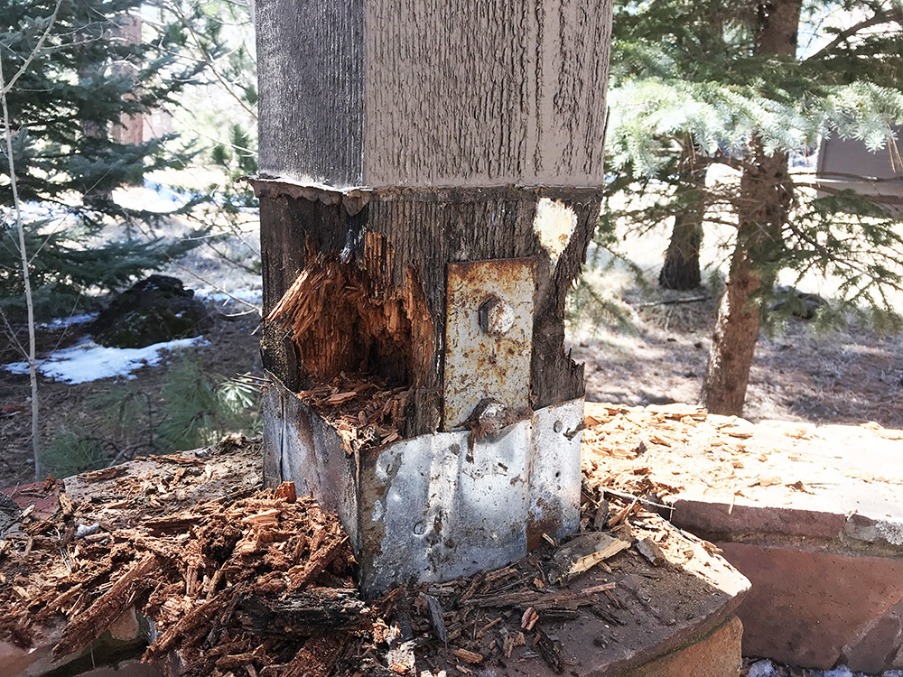 Rotted post due to poor flashing