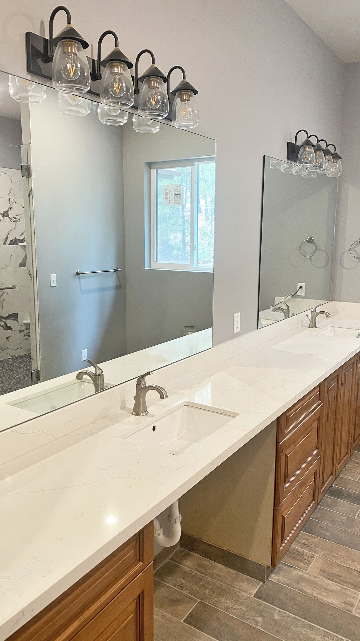 Wheelchair accessible sink in a residential bathroom