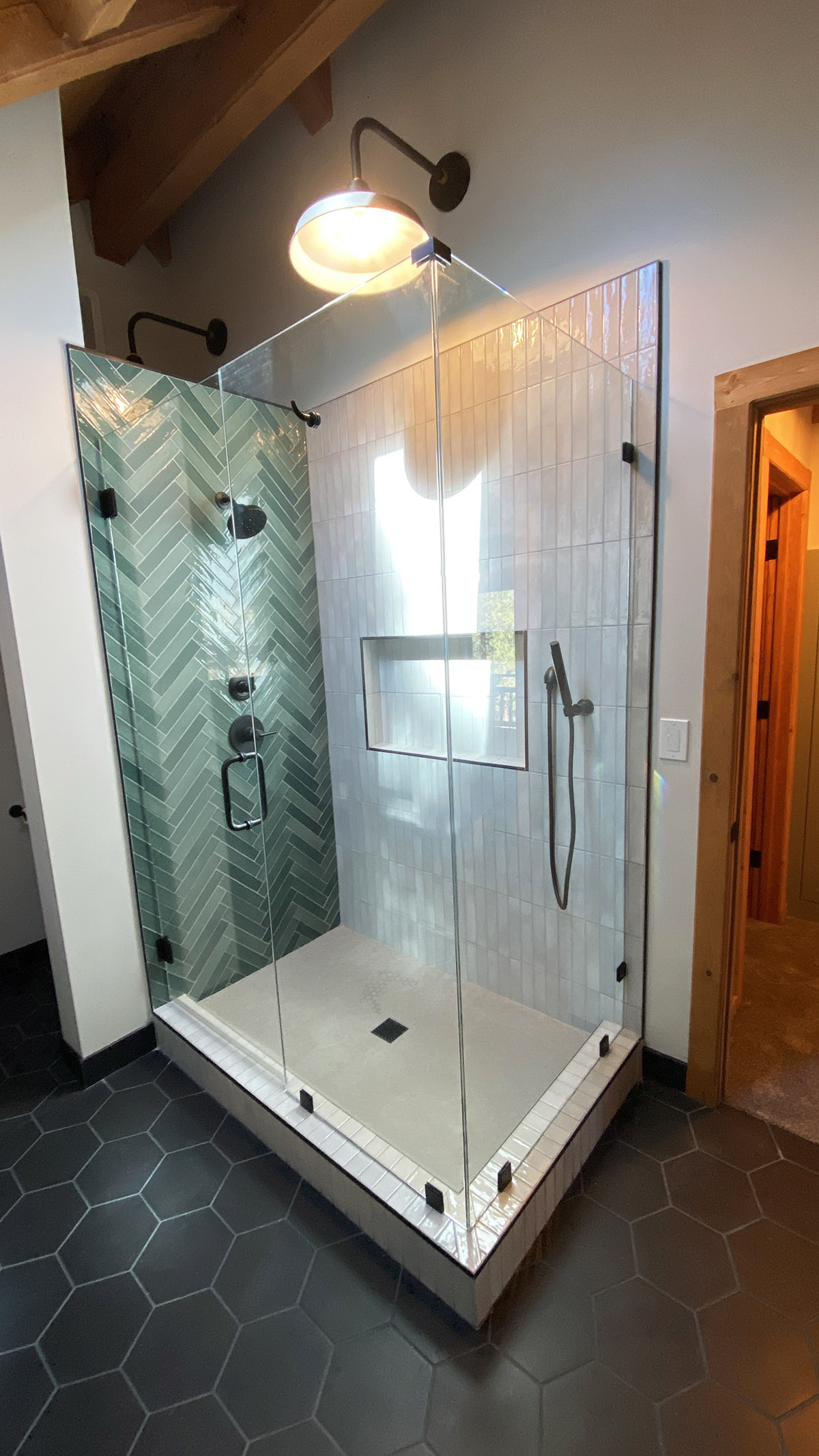 Custom shower in a luxury cabin in Flagstaff
