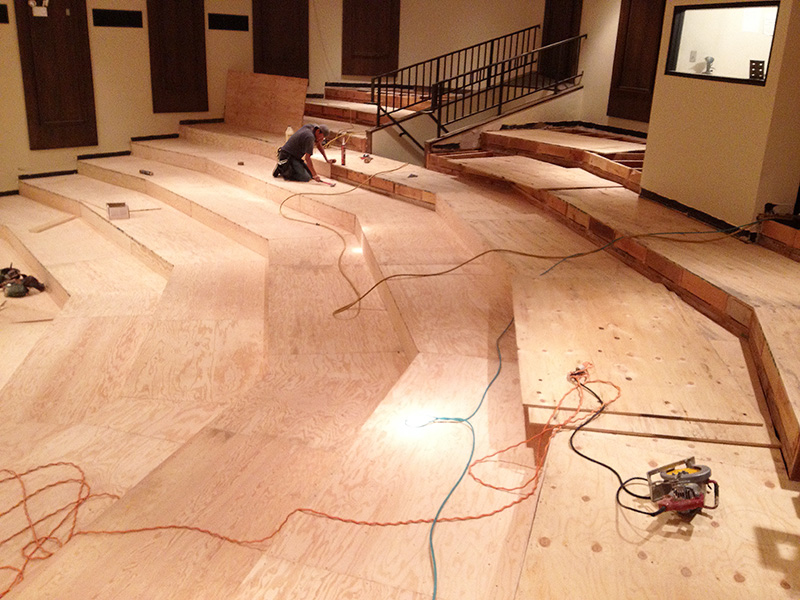 Framing the floor and seating system at an NAU lecture hall by Highwood Construction, Flagstaff AZ