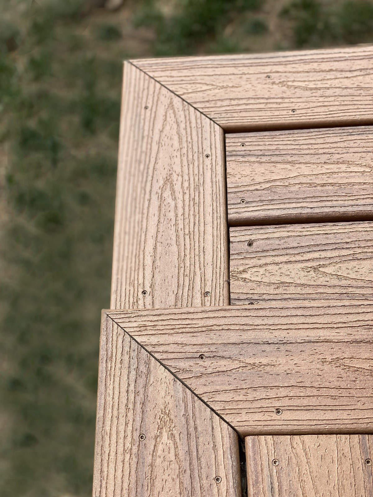 close up of picture framed corner on deck