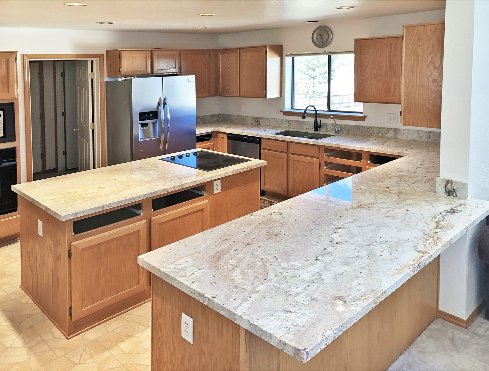 granite countertops on oak cabinets
