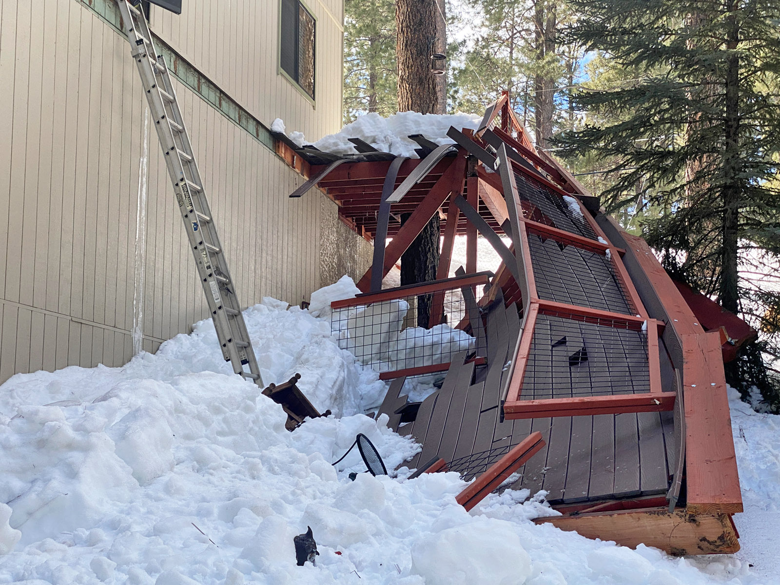 Deck Collapse A new deck collapsed under snow load in Kachina Village near Flagstaff AZ